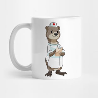 Otter as Nurse with Heart Mug